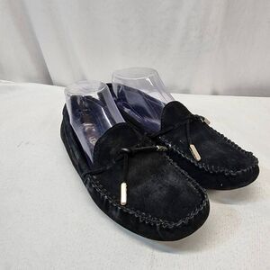 UGG Australia Black Sheepskin Leather Moccasin Slippers Women's 8 Comfort Loafer